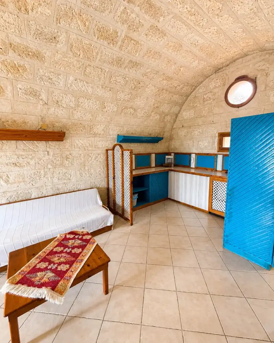 Sea View Studio kitchenette and sofa area